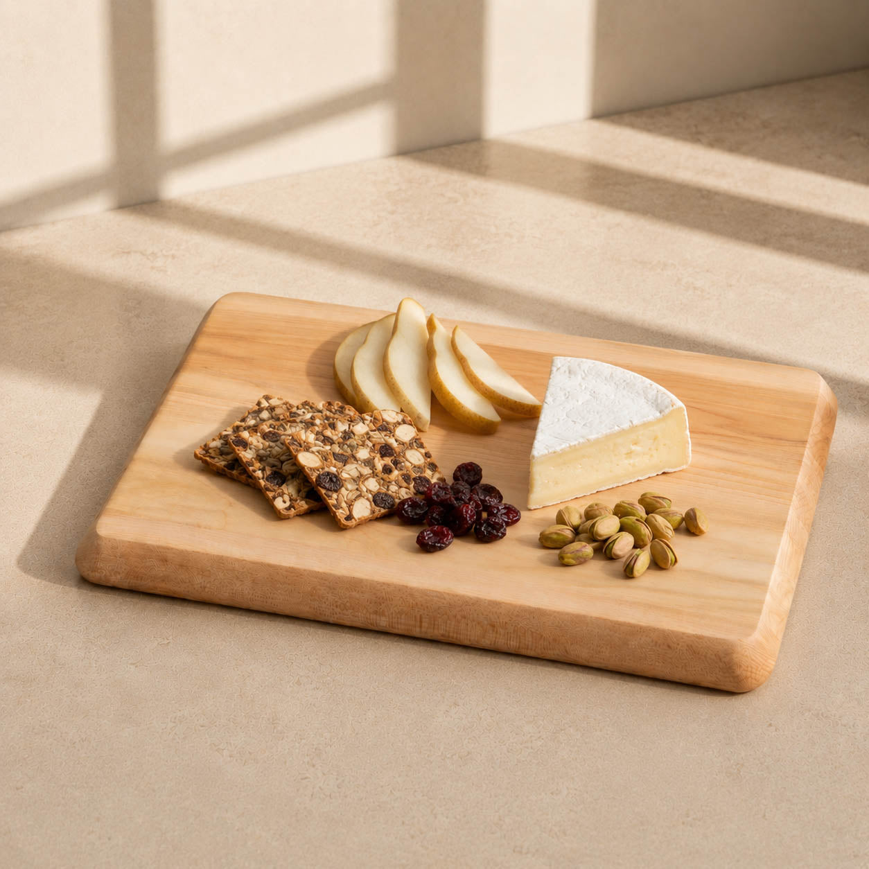 Ballantyne Maple Cutting Board lifestyle food presentation for corporate gifting by Write On Wood.