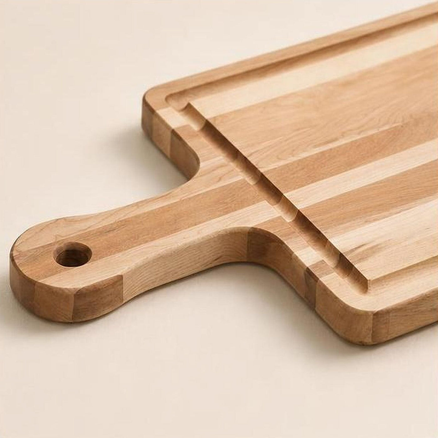 Brooklyn maple cutting board detail view for corporate gifting by Write On Wood.