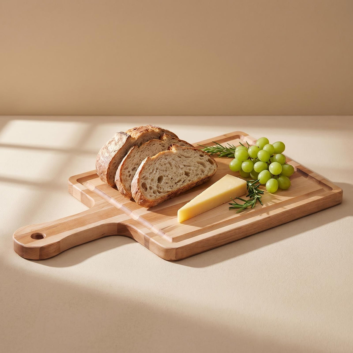 Brooklyn Maple Cutting Board lifestyle food presentation for corporate gifting by Write On Wood.