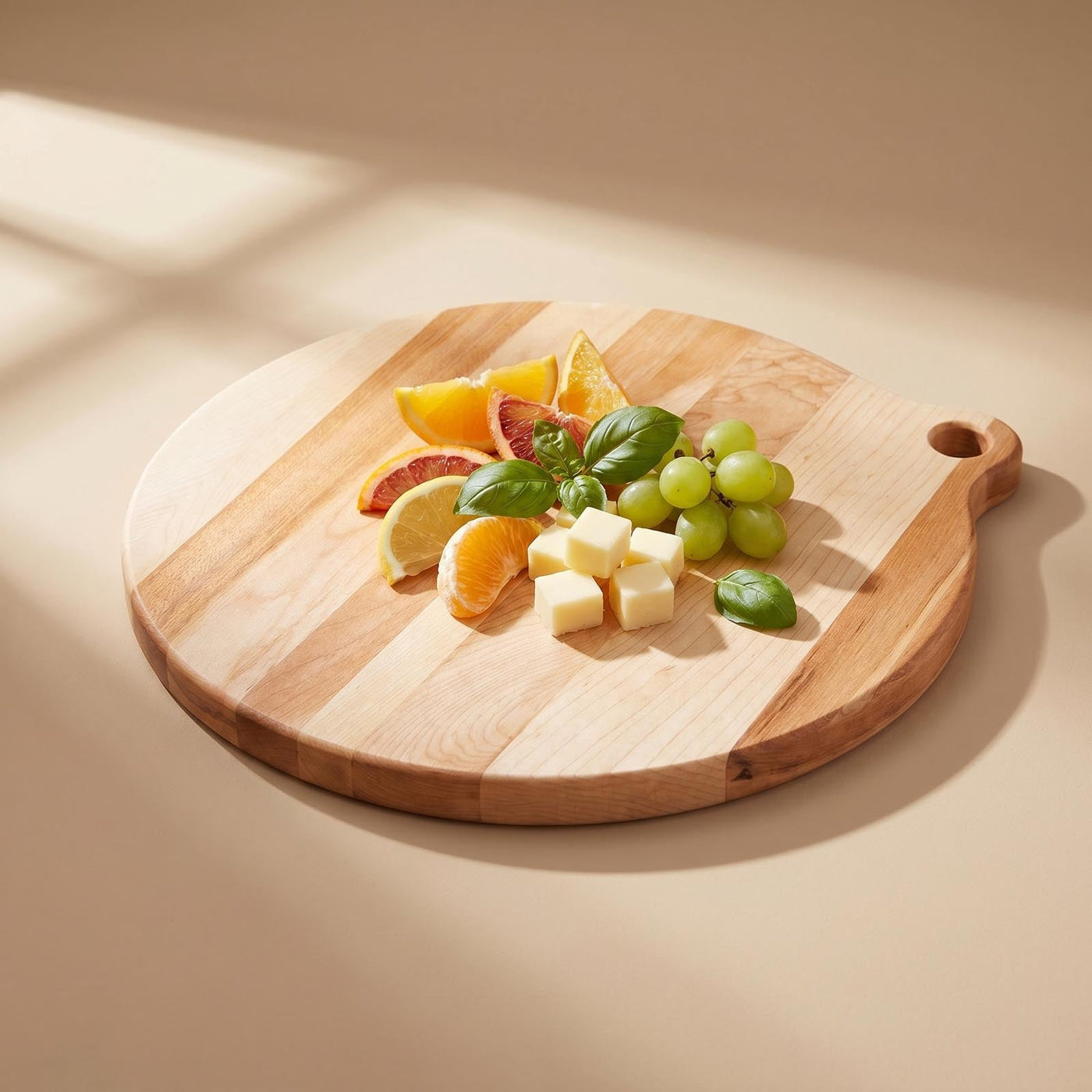 Franklin Maple Cutting Board lifestyle food presentation for corporate gifting by Write On Wood.
