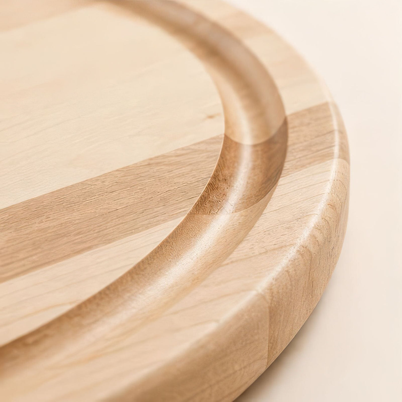 Logan Circle maple cutting board detail view for corporate gifting by Write On Wood.