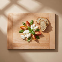 Roxborough Maple Cutting Board lifestyle food presentation for corporate gifting by Write On Wood.