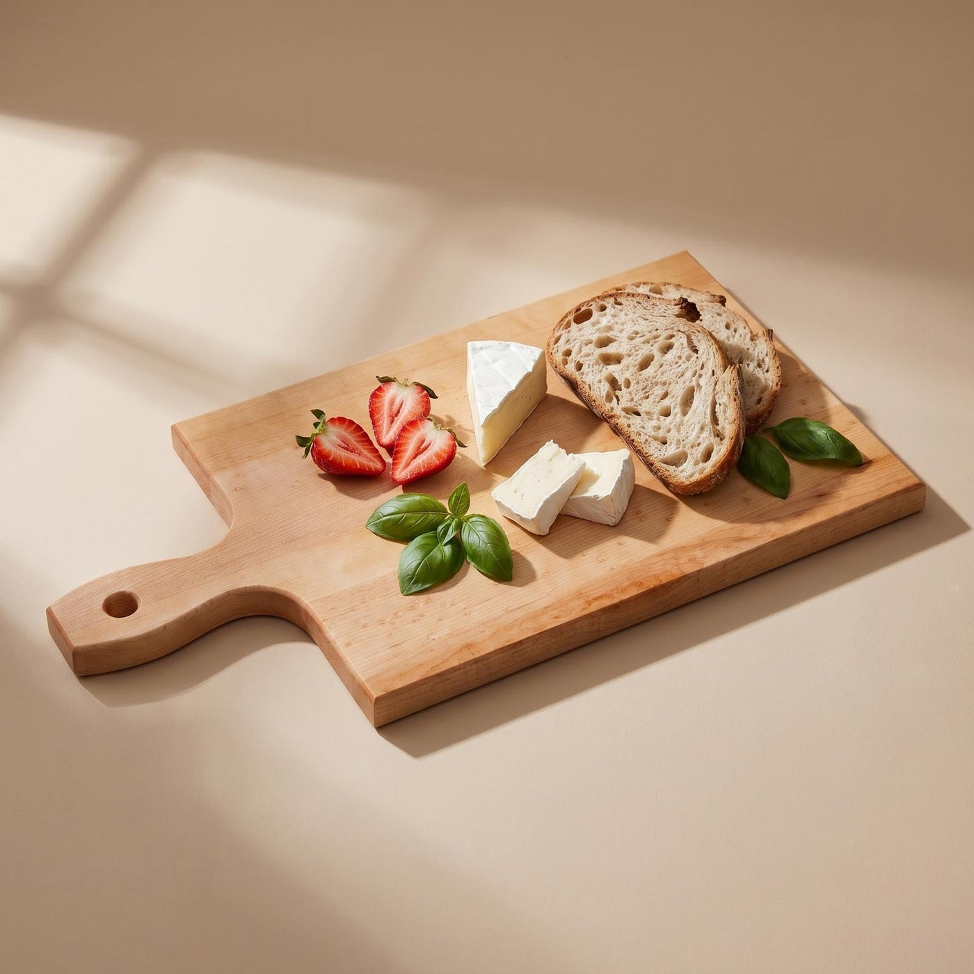 Yaletown Maple Cutting Board lifestyle food presentation for corporate gifting by Write On Wood.
